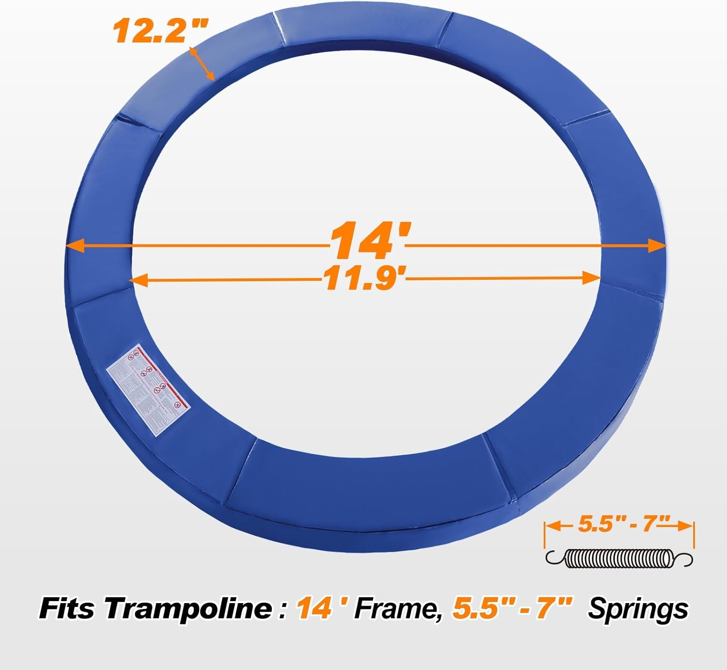 Adjustable Trampoline spring cover 16,15,14,13,12,10,8 Ft.