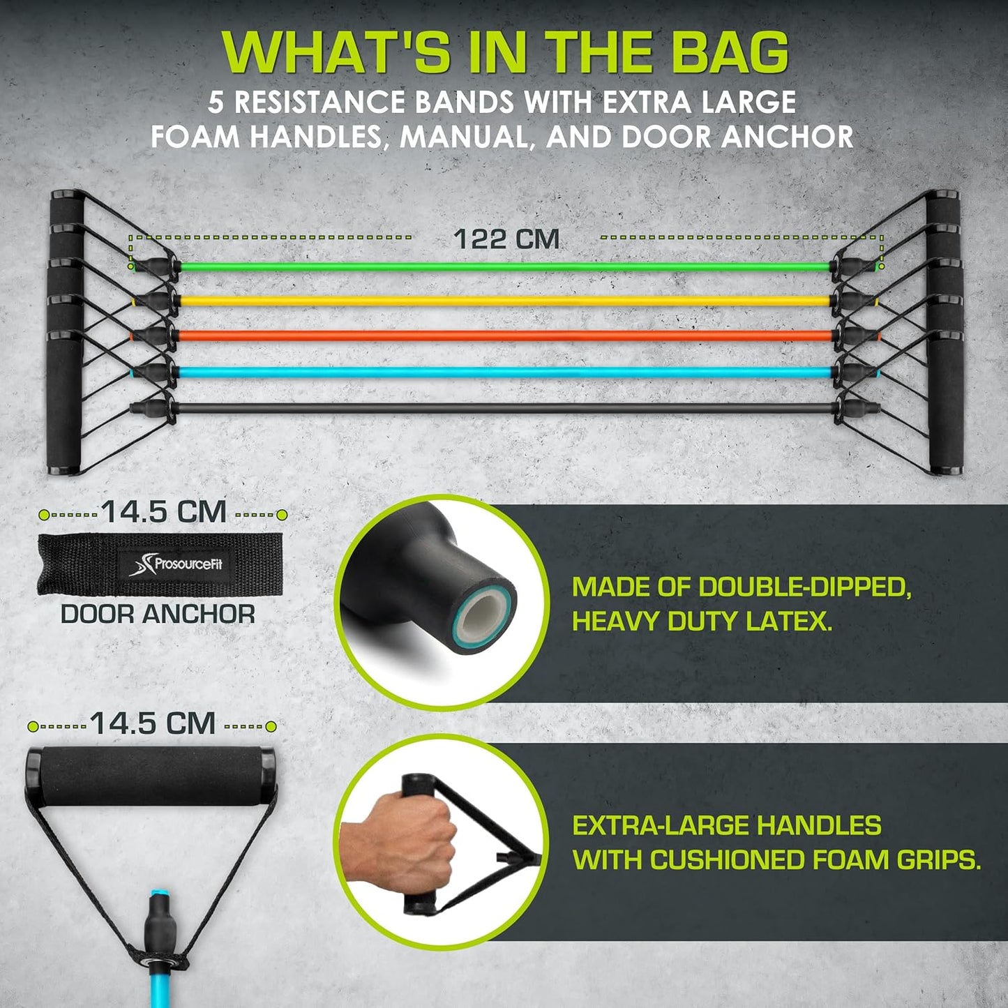 8-12 LB Stackable Resistance Bands + Door Anchor