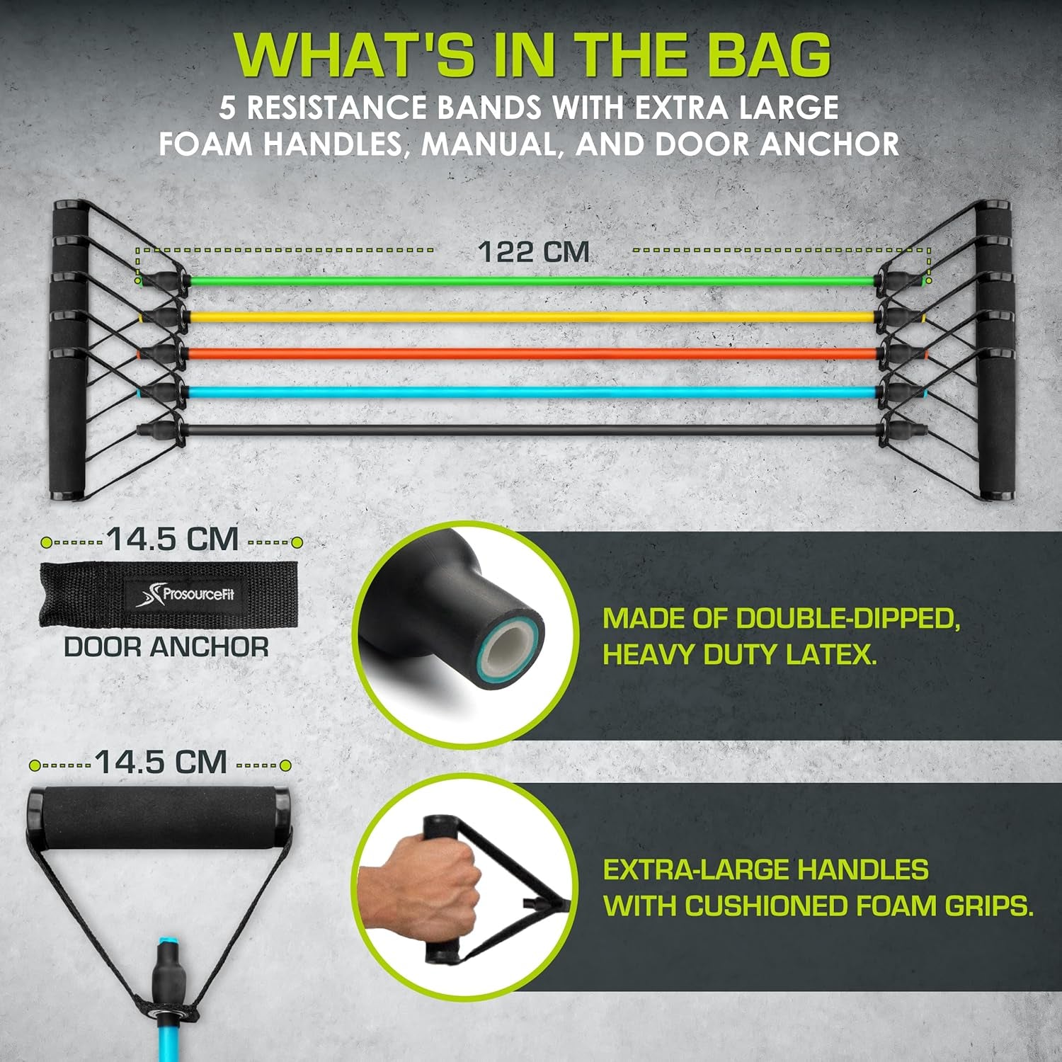 8-12 LB Stackable Resistance Bands + Door Anchor