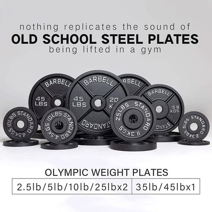 Solid Iron Olympic Weightlifting Plates, 25-Lb (Pair)